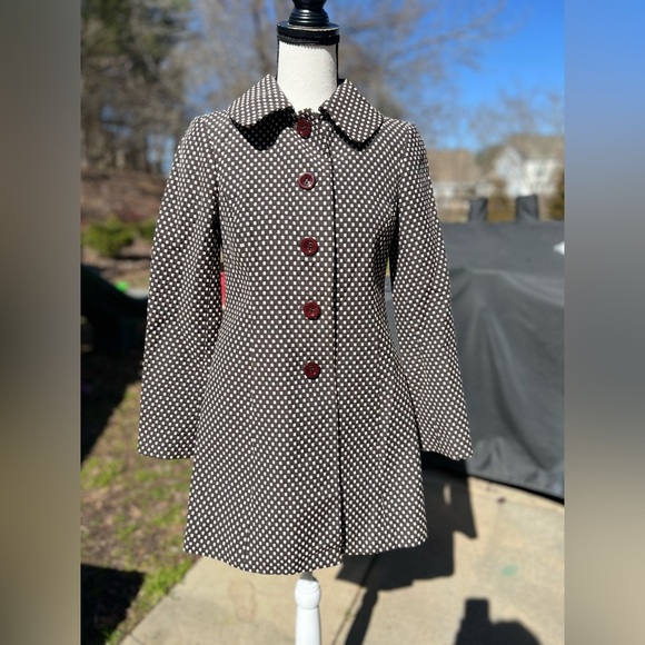 Ann Taylor Jackets & Blazers - ANN TAYLOR Checkered Car/Trench Coat Black/Cream Size 00P